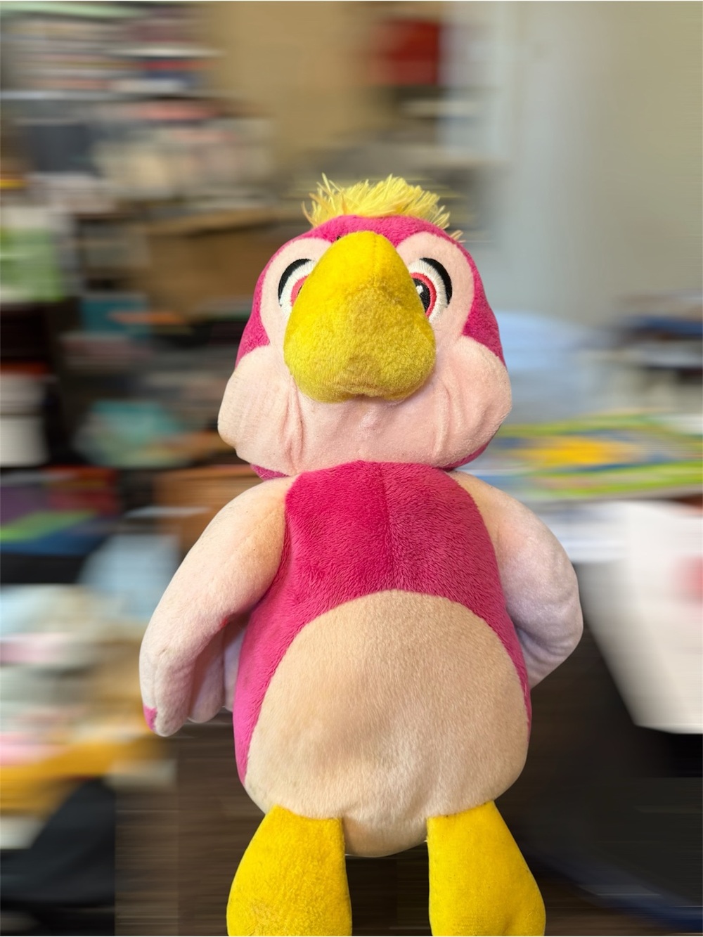 Bright Pink & Yellow Plush Bird Toy